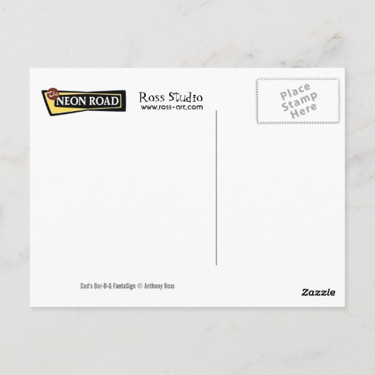Der Grill-Retro Neonzeichen-Postkarte des Vaters Postkarte (Rückseite)