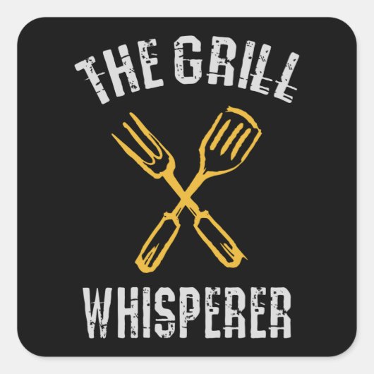 Der Grillflüsterer Quadratischer Aufkleber (Vorderseite)