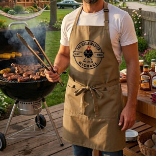 Der Grillmeister Etabliertes Jahr Name Flamme Schürze