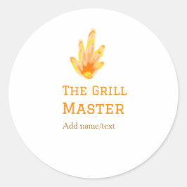 Der Grillmeister fügt Namen Text Kochen besten gel Runder Aufkleber