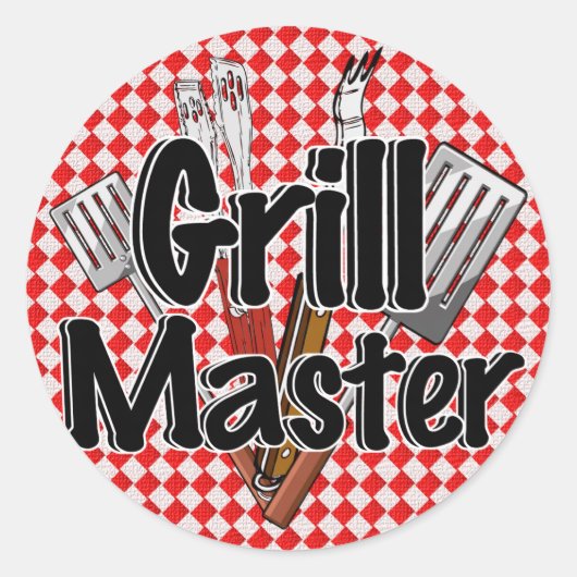 Der Grillmeister mit GRILLEN-Tools Runder Aufkleber (Vorderseite)