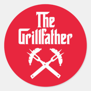 Der Grillvater mit heißen Hunden Runder Aufkleber