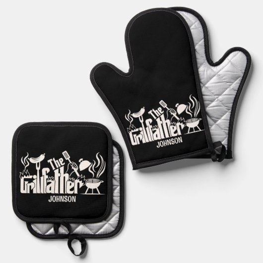 Der Grillvater Ofenhandschuh & Topflappen-Set (Vorderseite/Rückseite)