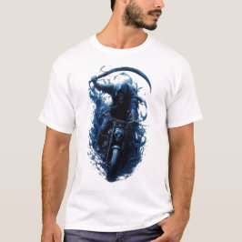 Der grimmige Sensenmann-Biker auf einem Motorrad-T T-Shirt
