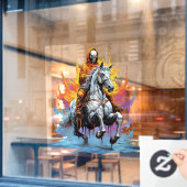 Der grimmige Sensenmann des Wilden Westens Fensteraufkleber (Café-Fenster)