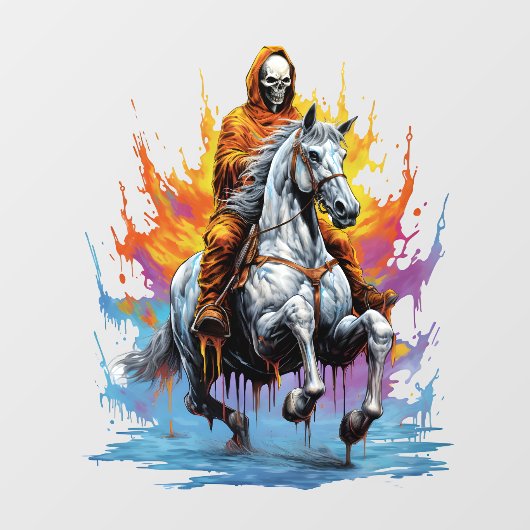 Der grimmige Sensenmann des Wilden Westens Fensteraufkleber (Blatt)