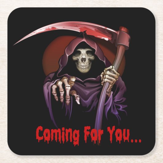 Der grimmige Sensenmann kommt zu dir Halloween Rechteckiger Pappuntersetzer (Vorderseite)