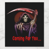 Der grimmige Sensenmann kommt zu dir Halloween Weinetikett (Einzelnes Label)