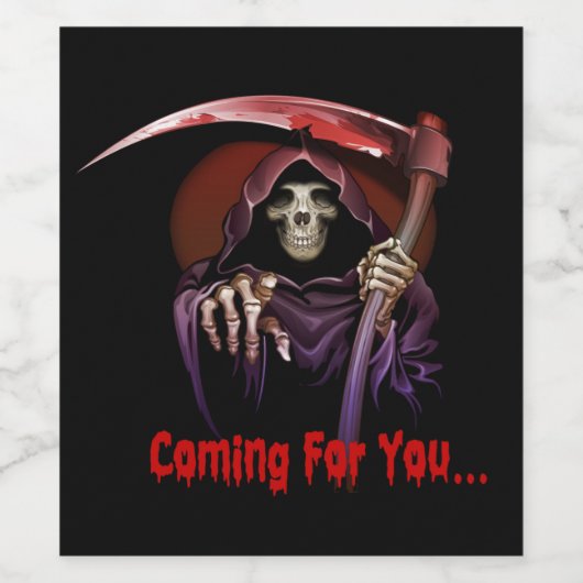 Der grimmige Sensenmann kommt zu dir Halloween Weinetikett (Einzelnes Label)