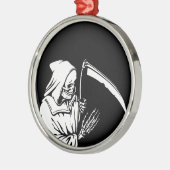 Der grimmige Sensenmann oder Tod Silbernes Ornament (Links)