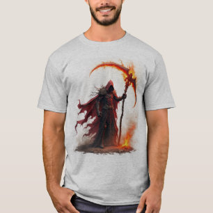 Der grimmige Sensenmann scybriert den T - Shirt