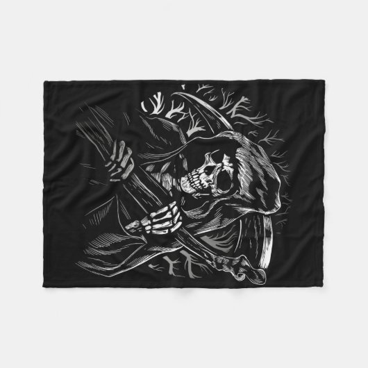 Der grimmige Sensenmann Skull Death Scythe Dead Go Fleecedecke (Vorderseite (Horizontal))