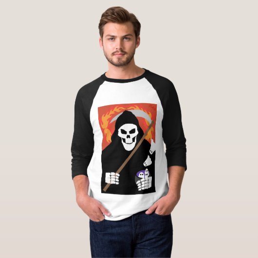 Der grimmige Sensenmann - Sleeve Raglan T - Shirt (Vorne ganz)