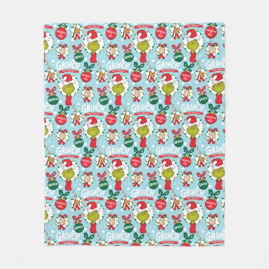 Der Grinch | Frohe Wholidays Muster Fleecedecke (Vorderseite)