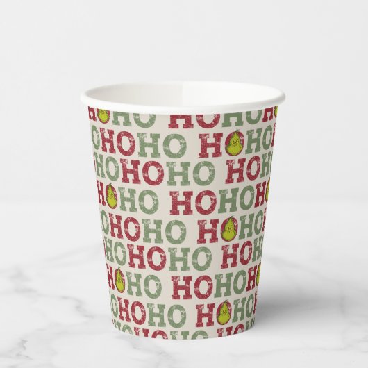 Der Grinch | Ho Ho Ho Muster Pappbecher (Links)