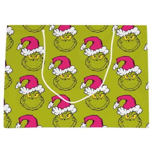 Der Grinch mit rosa Santa-Mütze Große Geschenktüte (Vorderseite)