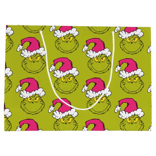 Der Grinch mit rosa Santa-Mütze Große Geschenktüte (Rückseite)