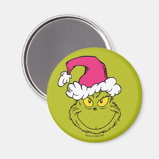Der Grinch mit rosa Santa-Mütze Magnet (Vorderseite/Rückseite)