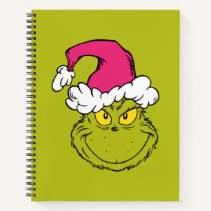 Der Grinch mit rosa Santa-Mütze Notizblock