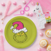 Der Grinch mit rosa Santa-Mütze Pappteller (Party)