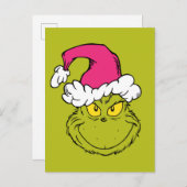 Der Grinch mit rosa Santa-Mütze Postkarte (Vorne/Hinten)
