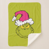 Der Grinch mit rosa Santa-Mütze Sherpadecke (Vorderseite)