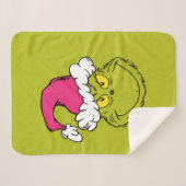 Der Grinch mit rosa Santa-Mütze Sherpadecke (Vorderseite (Horizontal))