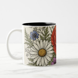 Der Groovy Vintage Wilflower Kaffeebecher Zweifarbige Tasse