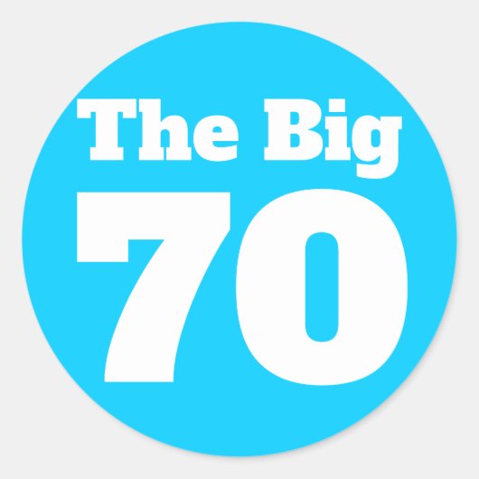 Der große 70 helle Blaue Geburtstag Runder Aufkleber (Vorderseite)