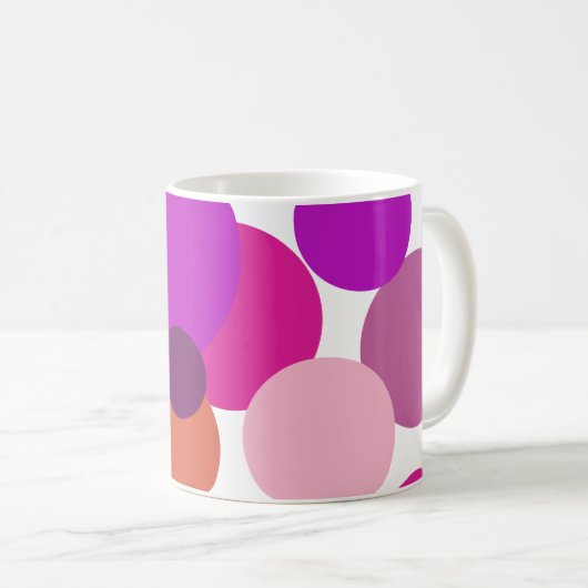 Der große 70er-Polka hat lila Punkte Kaffeetasse (VorderseiteRechts)