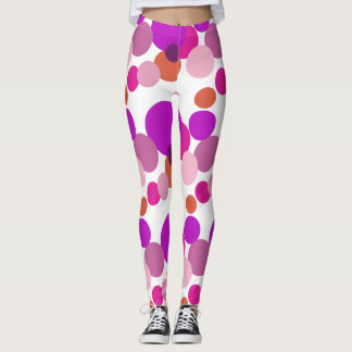 Der große 70er-Polka hat lila Punkte Leggings