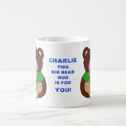 Der große Bär drückte benutzerdefinierten Text Kaffeetasse (Mittel)