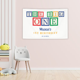 Der große Baustein Bunter Retro-1. Geburtstag  Banner