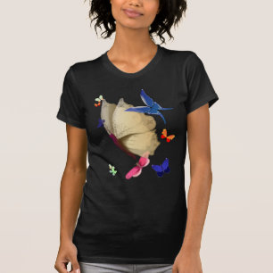 Der große beige Schmetterlings-T - Shirt