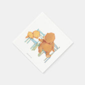 Der große braune Bär hilft dem kleinen gelben Bär Serviette (Ecke)