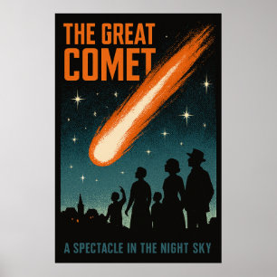 Der große Comet - Vintager nächtlicher Himmel Poster