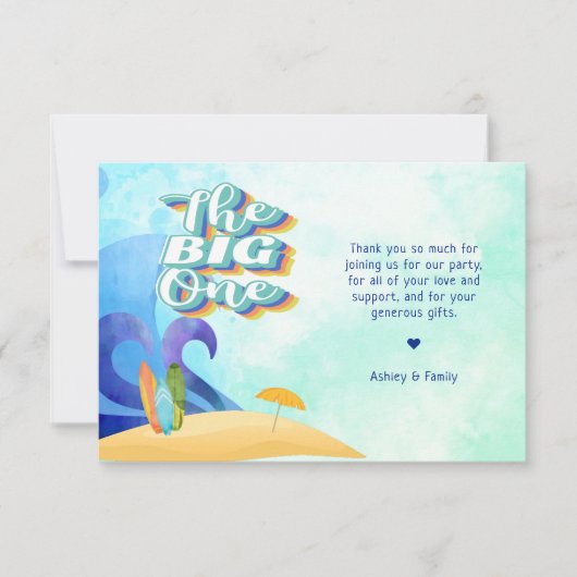 Der große erste Geburtstag Danke Karte (Vorderseite)