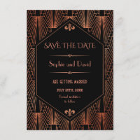 Der große Gatsby Kupfer Art Deco Hochzeit Vormerku