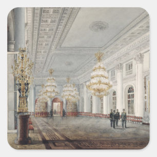 Der große Hall, Winter-Palast, St. Petersburg Quadratischer Aufkleber