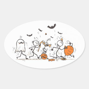 Der große Halloween-Süßigkeiten-Kampf – Spielzeug- Ovaler Aufkleber