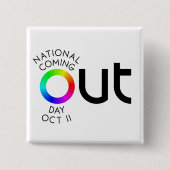 Der große HERAUS Quadrat-Weiß-Knopf Button (Vorderseite)