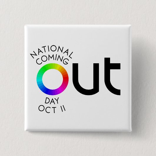 Der große HERAUS Quadrat-Weiß-Knopf Button (Vorderseite)