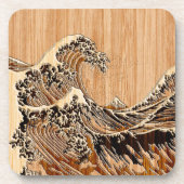 Der Große Hokusai Wave Bamboo Holz Grain Style Getränkeuntersetzer (Vorderseite)