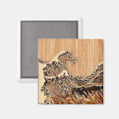 Der Große Hokusai Wave Bamboo Holz Grain Style Magnet (Vorderseite/Rückseite)