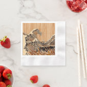 Der Große Hokusai Wave Bamboo Holz Grain Style Serviette (Beispiel)