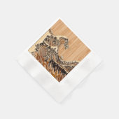 Der Große Hokusai Wave Bamboo Holz Grain Style Serviette (Ecke)