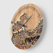 Der Große Hokusai Wave Bamboo Holz Grain Style Wanduhr (Winkel)