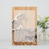Der große Hokusai Wave Bamboo Holzstil Akzent Briefpapier (Stehend Vorderseite)