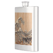 Der große Hokusai Wave Bamboo Holzstil Akzent Flachmann (Links)