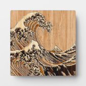 Der große Hokusai Wave Bamboo Holzstil Akzent Fotoplatte (Vorderseite)